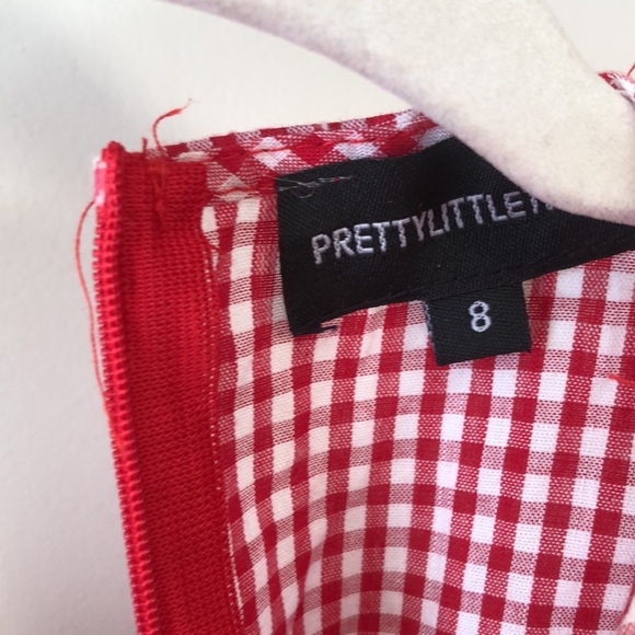 PrettyLittleThing Red Gingham Ruffle Hem Dress - Picture 2 of 3